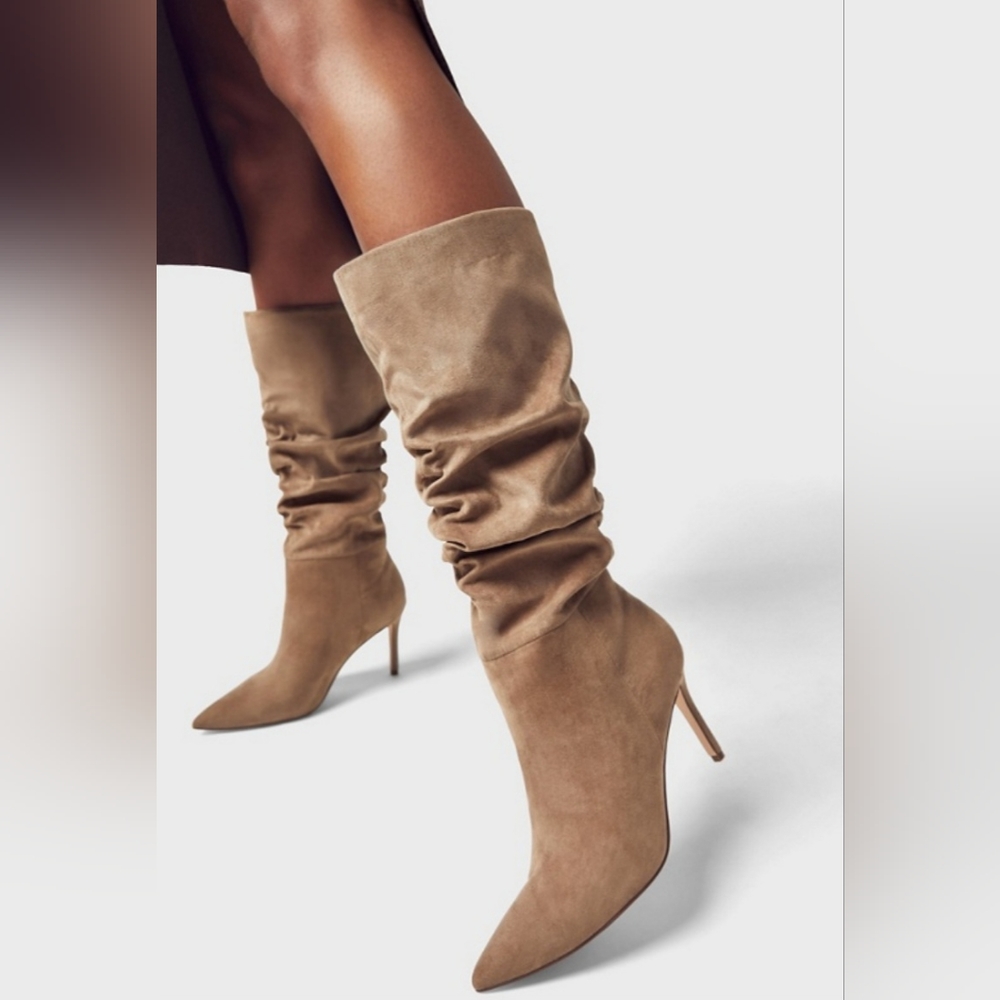 Khloy Slouch Stiletto Boot ~ Taupe